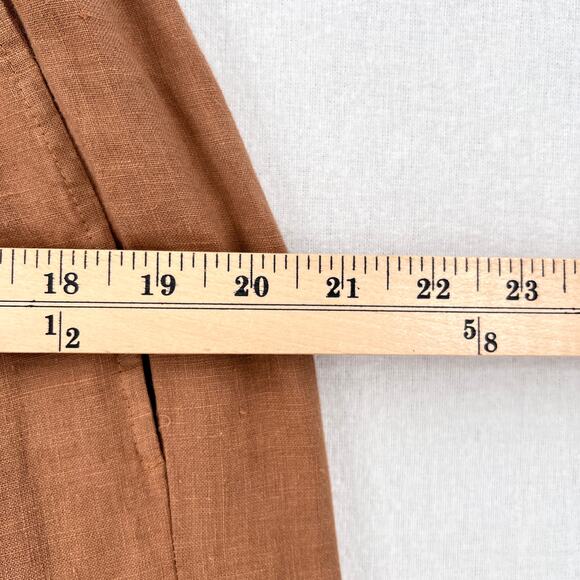 ENZA COSTA French Linen Drawcord Droprise Pants Womens Medium Brown Drop Crotch - Picture 13 of 16